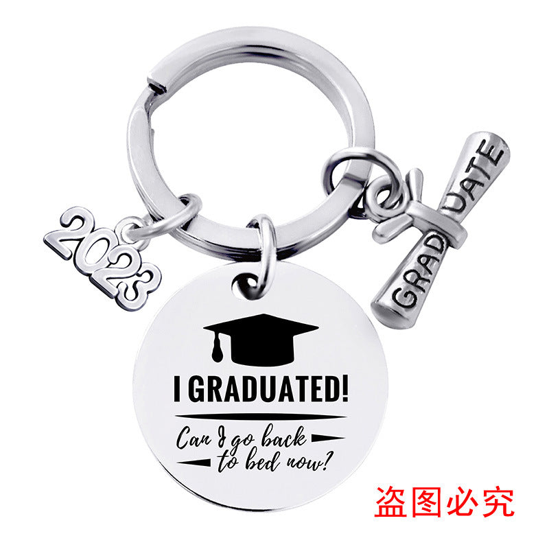 Wholesale Graduation Season Gift Lettering Round Metal Keychain